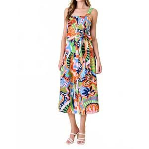 NEW FORE COLLECTION abstract print midi dress in multicolor